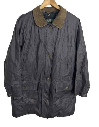 Orvis Jacket Men’s Waxed Cotton Barn Field Coat Corduroy Trim Lined Jacket Sz XL