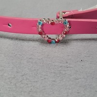 Target Heart Rhinestone Buckle Belt Girls Pink Medium 30" Adjustable 3
