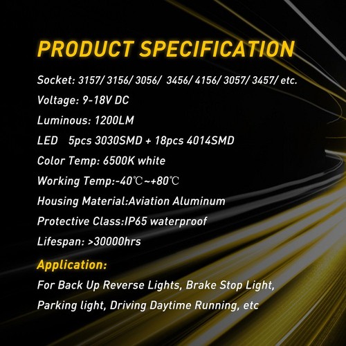 AUXITO 3157 3156 4157 LED Reverse Turn Signal Light Bulb 6500K Canbus Error Free - Picture 11 of 11