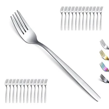 24 Count Dinner Forks Stainless Steel Modern Set, Silverware Cutlery Utensil