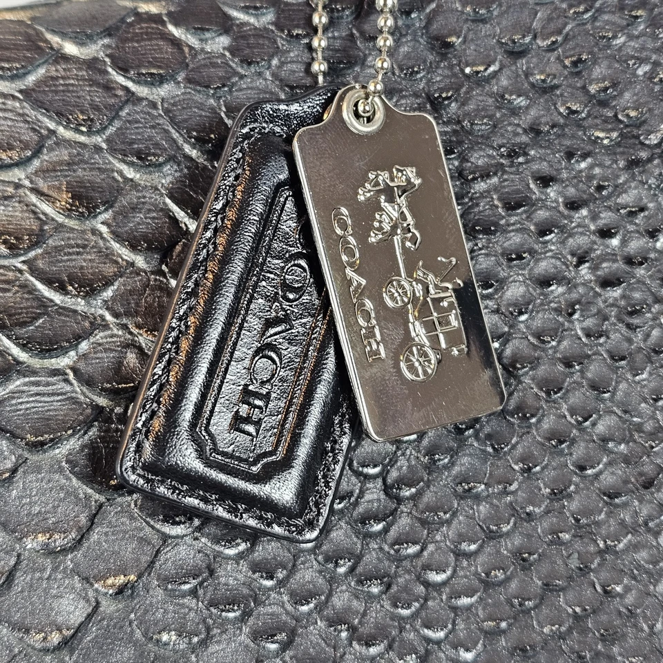 COACH Madison Sadie Flap Satchel Glitter Python(26338)Black Leather Handbag Used - Image 2 of 4