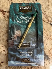 Feadog Brass "D" Whistle with Tutor Book Made in Ireland Includes Demo CD