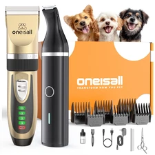 Cordless Dog Grooming Kit Set 2-In-1 Ultra Quiet Dog Clippers Paw Trimmer