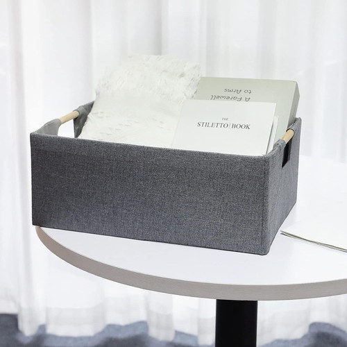 Stoff Aufbewahrungsbox faltbar Baumwolle Leinen 1er Pack/klein, grau - Bild 5 von 9