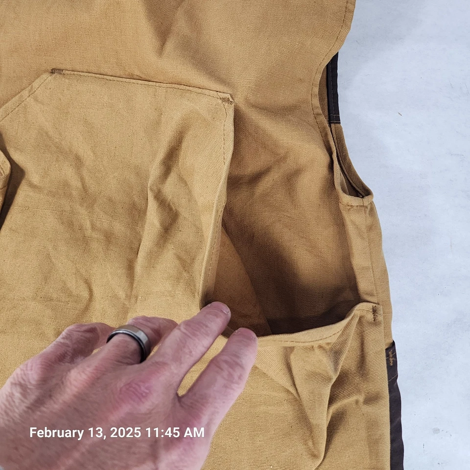 Red Head Hunting Vest Men's Small Brown Canvas Button Front Utility Pocket 90s - Image 3 of 4