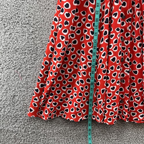 J Crew Dress 12 Tall Red Heart Print Rudbeckia Belted Flowy Flare Pockets Midi - Picture 4 of 13