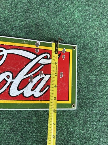 Vintage 18” X 6” Drink Coca-Cola Porcelain Metal Sign Dated 1989 - Picture 7 of 9