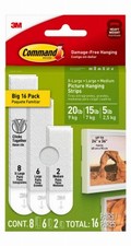 Picture Hanging Strip Mixed Pack, White, 16 Pairs - 17218-16ES 1.62 per strip