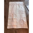 Off-white Cream Hand Embroidered Geometric  Linen Tablecloth Mid 20th Century