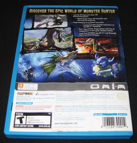 Monster Hunter 3 Ultimate (Nintendo Wii U, 2013) Complete CIB, Excellent Disc - Picture 3 of 3