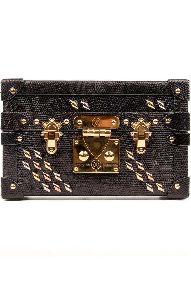 LOUIS VUITTON BLACK 2016 PETITE MALLE LEATHER CLUTCH