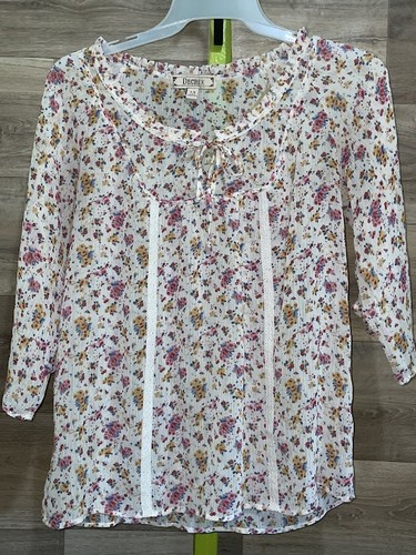 Blusa Decree Mujer Grande Floral Transparente Volantes Manga 3/4 Boho Ligera Top - Imagen 1 de 8