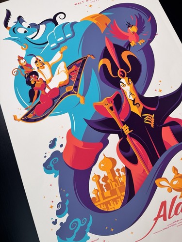 Aladdin 2014 Tom Whalen Disney Mondo screen print SEE PICS DAMAGE - Picture 3 of 23