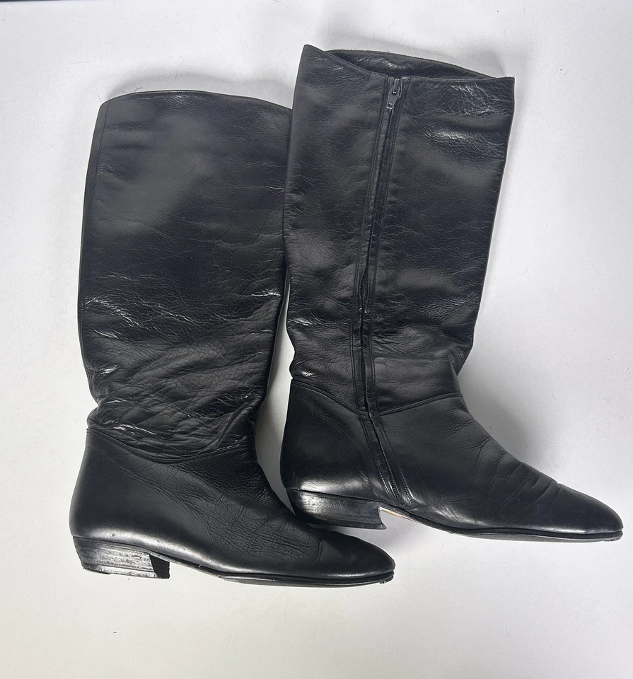 Botas hasta la rodilla vintage Vero Cuoio, hechas en Italia, cuero negro talla 8 LEER  Foto 2 de 4