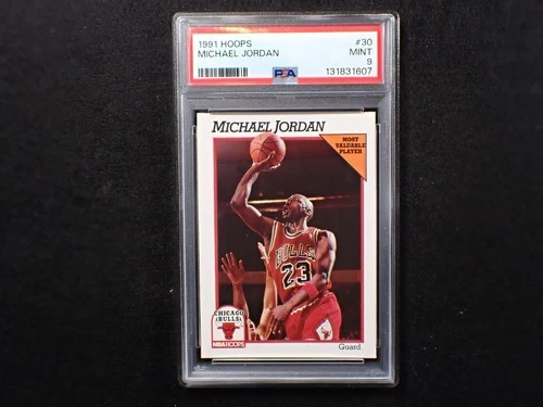 1991 NBA Hoops Michael Jordan #30 card, professionally graded PSA 9 (Mint).