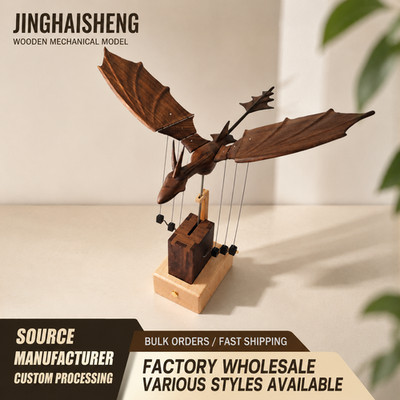 Wooden Flying Dragon Mechanical Model, Handmade Wooden Dragon Sculpture
