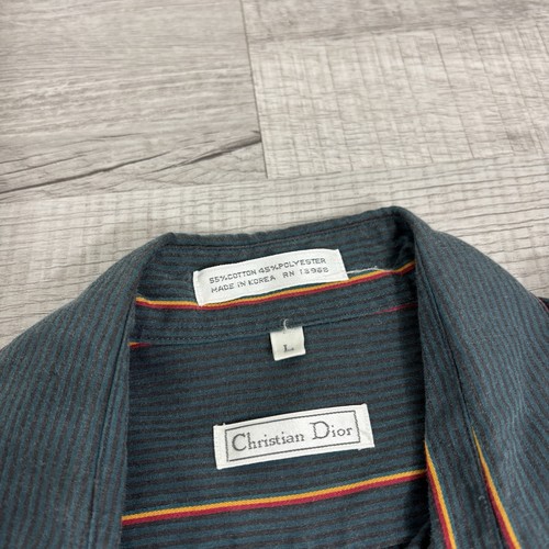 Christian Dior vintage verde a righe manica lunga con bottoni uomo grande - Foto 4 di 9