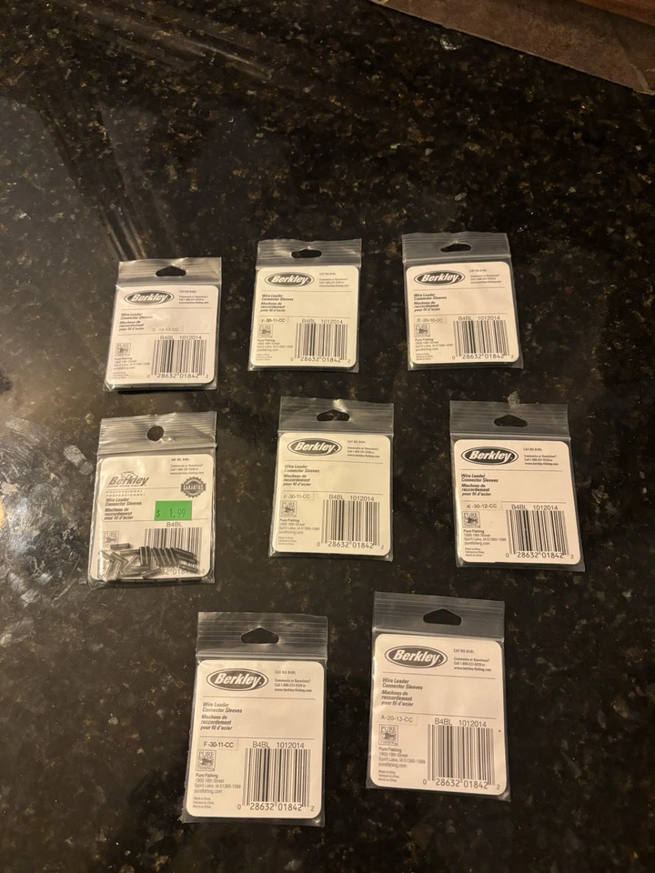 8 paquetes de 25 manguitos de conector Berkley Wire Leader tamaño 4 60-80 lb. 200 TOTAL Foto 2 de 2