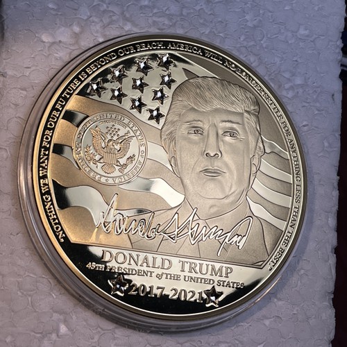 Moneta Presidente Donald Trump 1° Termine, placcata oro zecca americana, 12 oz 4 pollici - Foto 13 di 22