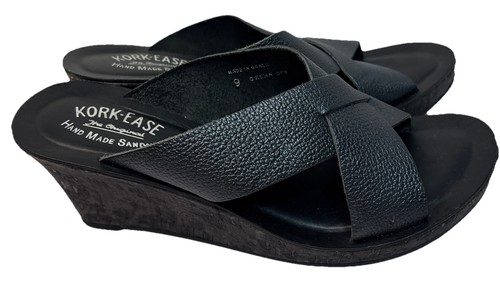 Sandalo donna Kork Ease LANA incrociato slide taglia 9 nero plateau zeppa boho - Foto 1 di 7