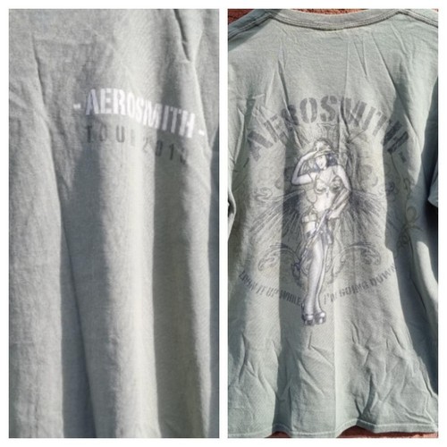 Aerosmith 2010 T Shirt Official Tour Merch Khaki Backprint LARGE - Picture 5 of 8