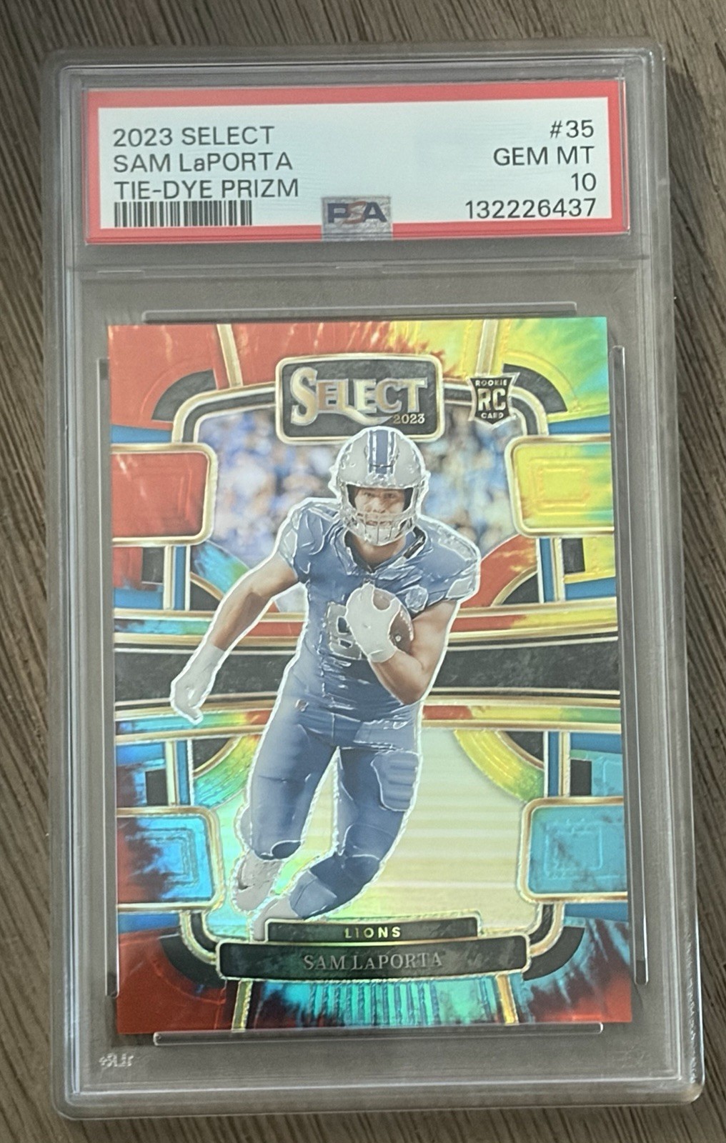 2023 Panini Select - Concourse Sam LaPorta #35 Tie-Dye Prizm /25 (RC) PSA 10