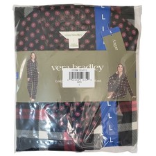 Vera Bradley Pajama Set Women Red Plaid Notch Collar NWT