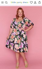 Little Party Dress Bright Floral Puff Sleeve Plus Size 18 Like New