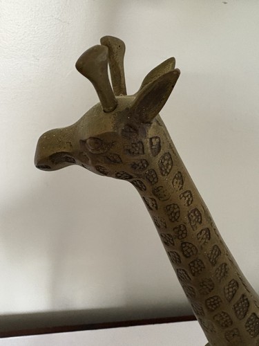 Vintage 23” & 17" Giraffe Sculpture MCM Brass Pair Mom & Baby Made In Korea - Picture 4 of 7