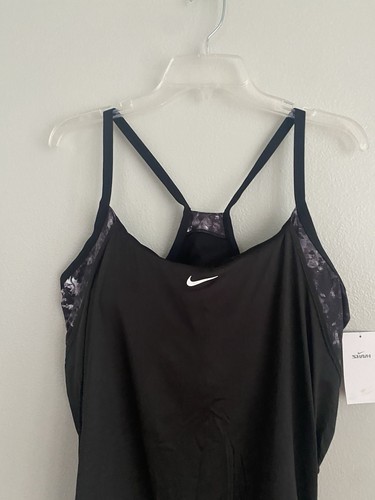 Nike Swim Women's Size 1X Black and Gray Layered Tie Dye Tankini Top - Picture 3 of 8