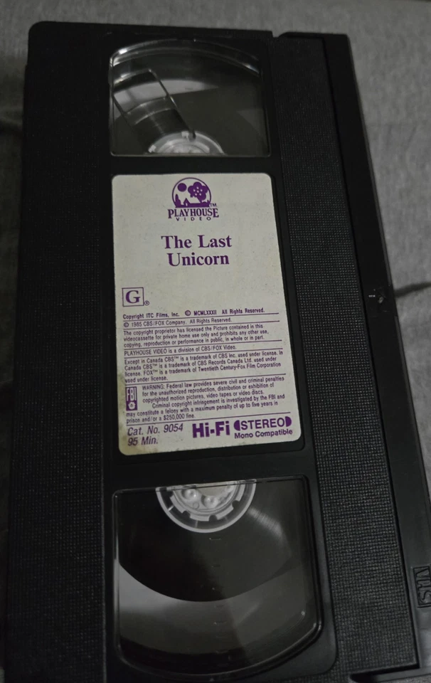 The Last Unicorn 1985 VHS - No Original Case Cult Classic Nostalgia  - Image 2 of 2
