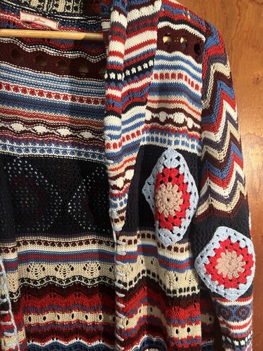 JOE BROWNS - MULTICOLOUR LONGLINE CROCHET Cardigan Festival Vibe 12-14 - Picture 5 of 7