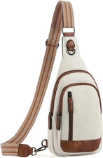 CLUCI Crossbody Bags for Women Men,Leather Sling Bag 0-0 Beige With Brown 