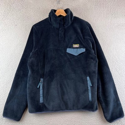 L.L. Bean Mens Fleece Pullover Quarter Snap Mock Neck Jacket M