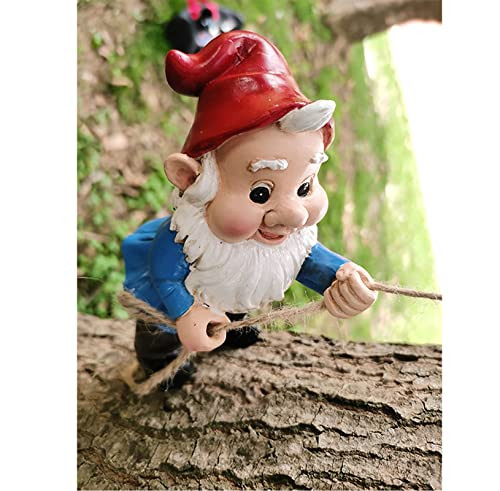 Elf Out The Door Tree Hugger Gnome Tree Hugger Garden Gnome Statue Outdoor - Picture 6 of 7