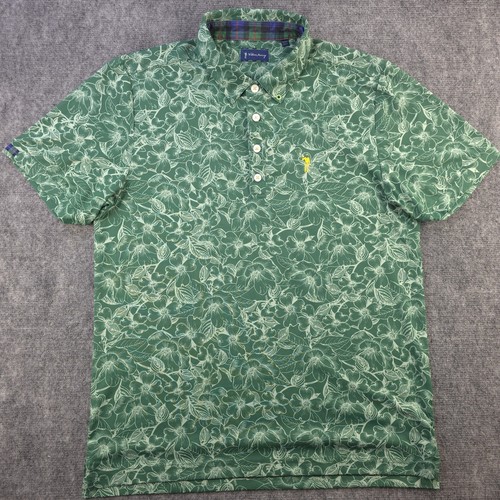William Murray Polo Medium Green Floral Southern Charm Performance Stretch Golf