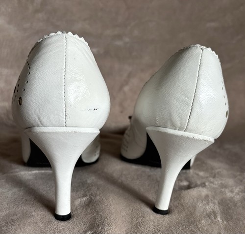 Manzo & Franco Italian Rhinestone Dragonfly Heels White Womens 10W/11 Rare - Picture 6 of 14