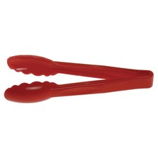 Cambro Camwear Red Plastic Scallop Tong - 9"L
