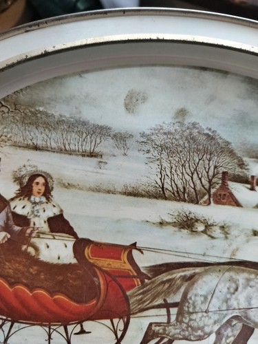 Vintage Currier Ives Tin Aluminum Tray "The Road - Winter" 1853 Rustic - Picture 7 of 10