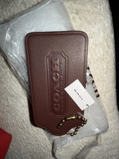 Coach Brown Logo Hang Tag/Fob Charm Handbag Accessory w/ Ball Chain
