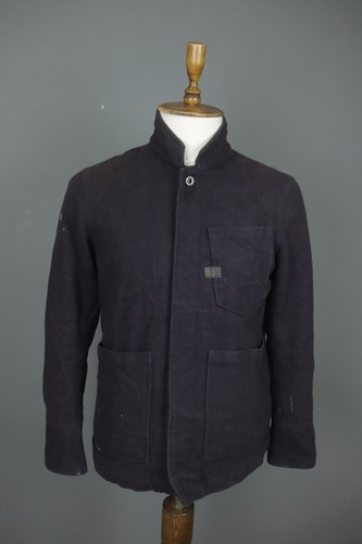 G-Star Raw Navy Wool Long Sleeve Stand Up Collar Snap Front Basic Jacket Size L - Picture 1 of 16