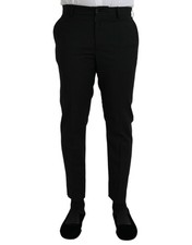 Dolce & Gabbana Black Wool SlimFit Dress Formal Men's Pants Authentic