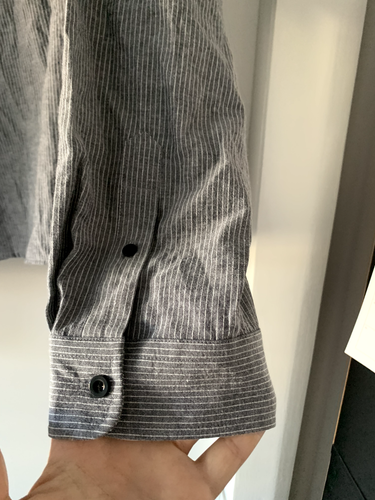 Barney Cools grey stripe pockets long sleeve button up new with tags size large - Picture 2 of 6