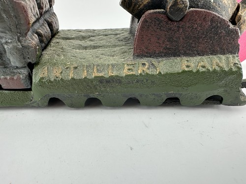Vintage Heavy 2.3kg Approx Cast Iron ARTILLERY Money Bank in Working Order - Picture 6 of 7