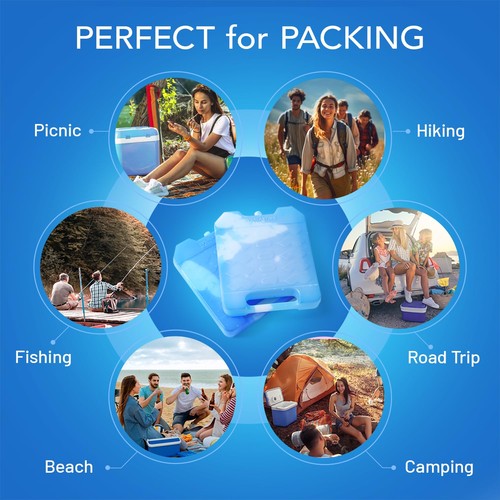Large Reusable Ice Packs for Cooler with Handle 2 Pack Long Lasting Coolness - Picture 4 of 6