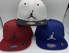 NWT Lot Of 3 Jordan Jumpman YOUTH SnapBack Caps Satin Look Red  White  Blue
