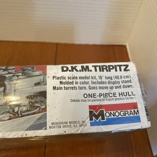 VTG 1977 Monogram DKM Tirpitz 3009 Model WWII German Battleship model Kit Sealed - Picture 6 of 17