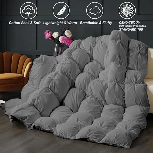 Feather Comforter Size Duvet Insert, Luxury Fluffy King Grey Twisted Flower - Bild 6 von 7