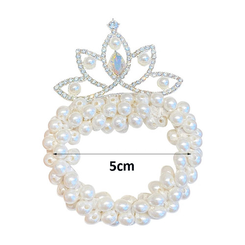 2PZ Fasce Elastiche per Capelli Principesse Corona di Perle Moda Bambini - Foto 7 di 20