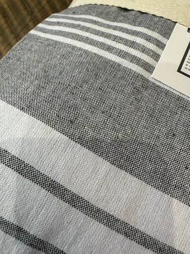 Lush Decor Boho Coastal Farmhouse Striped Kanta Pick Stitched Throw Gray Blanket - Picture 4 of 6